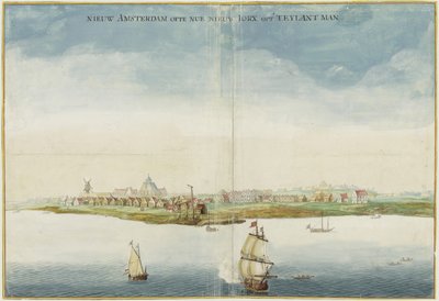 Uitzicht op Nieuw Amsterdam door Johannes Vingboons